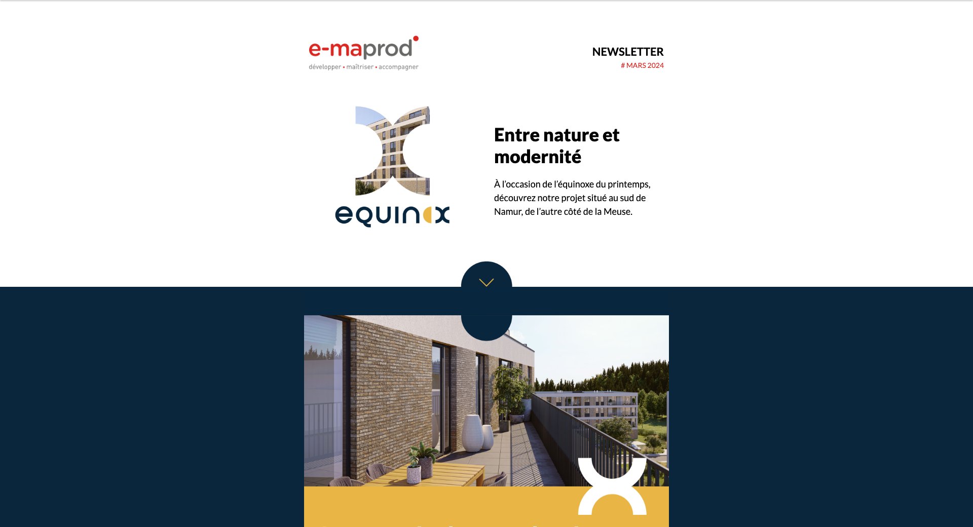 Équinox – entre nature et modernité à Jambes — capture intégrale de la newsletter