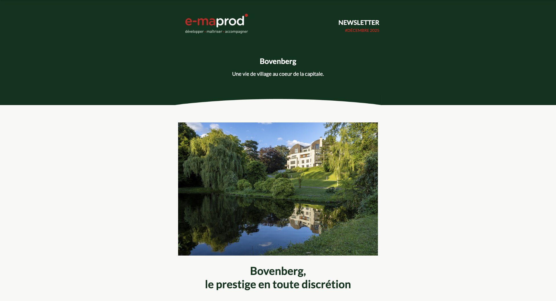 Bovenberg – le prestige en toute discrétion — capture intégrale de la newsletter