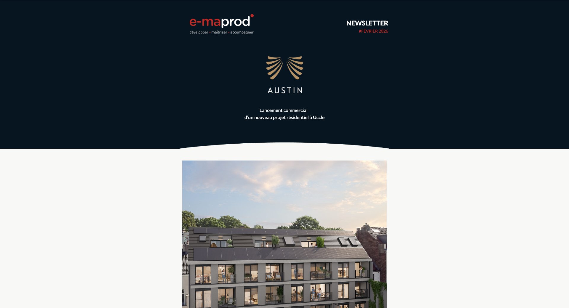 Austin – lancement commercial à Uccle — capture intégrale de la newsletter