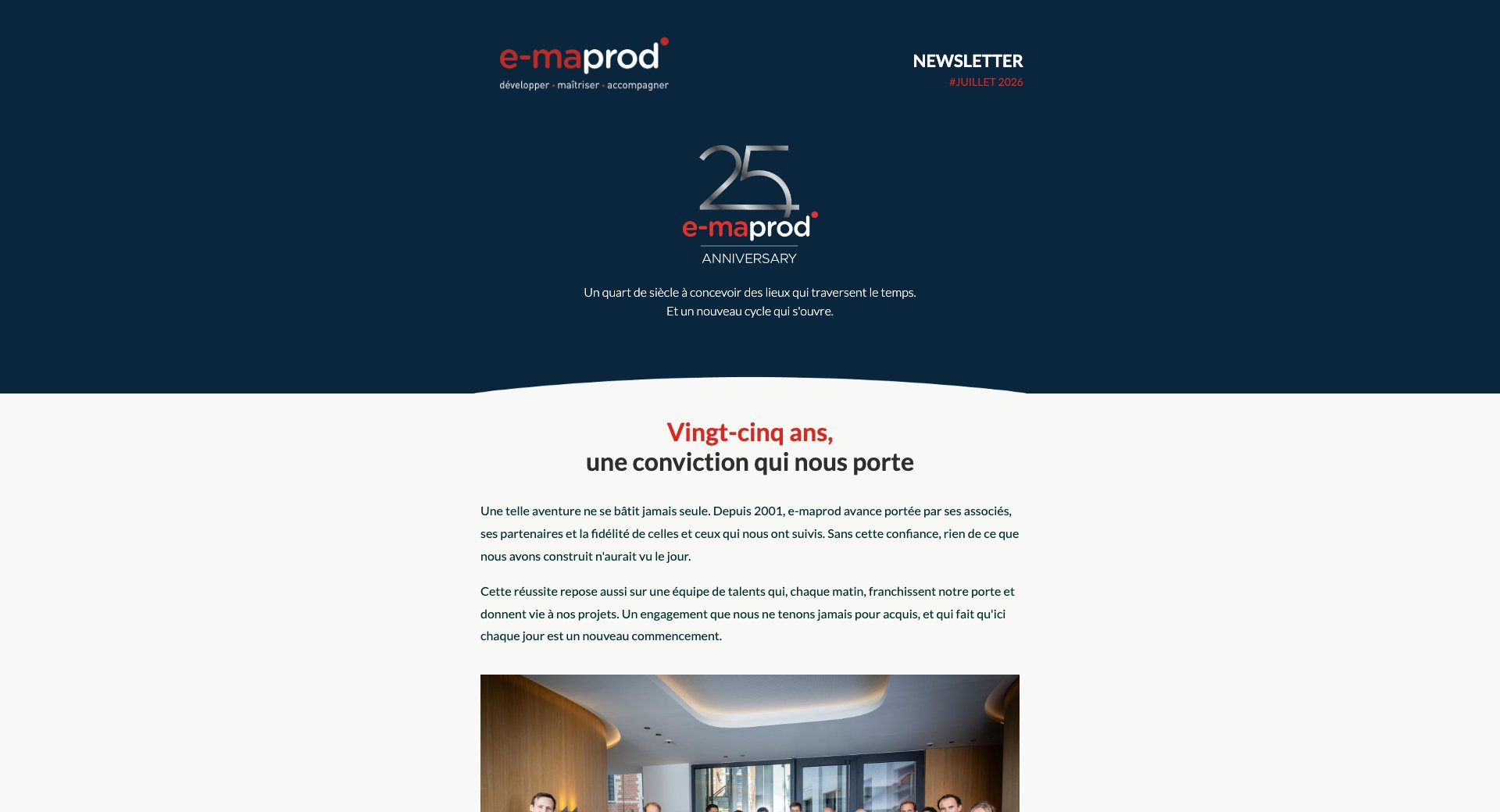25 ans – un nouveau cycle qui s&rsquo;ouvre — capture intégrale de la newsletter