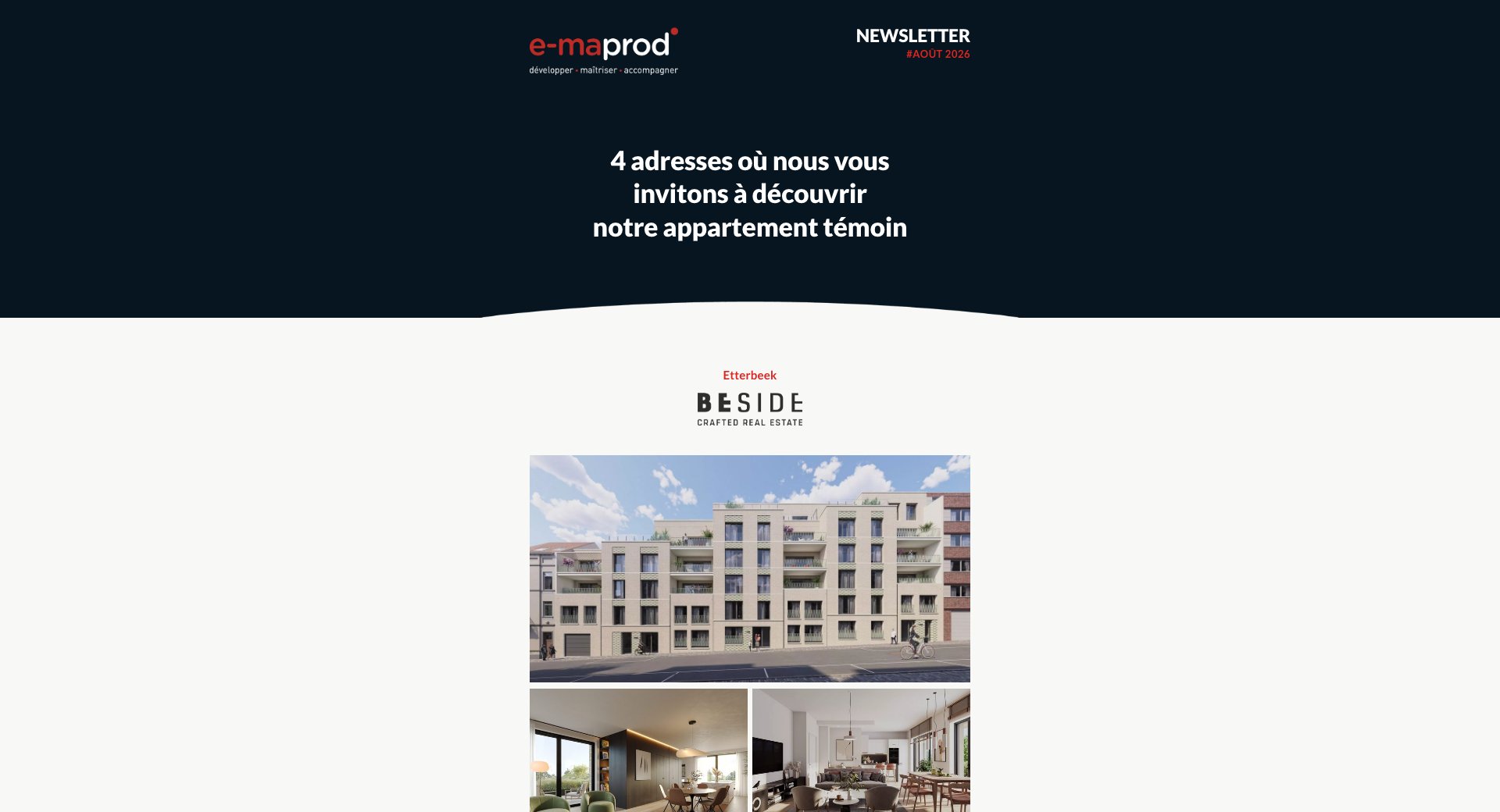 4 adresses pour découvrir nos appartements témoins — capture intégrale de la newsletter